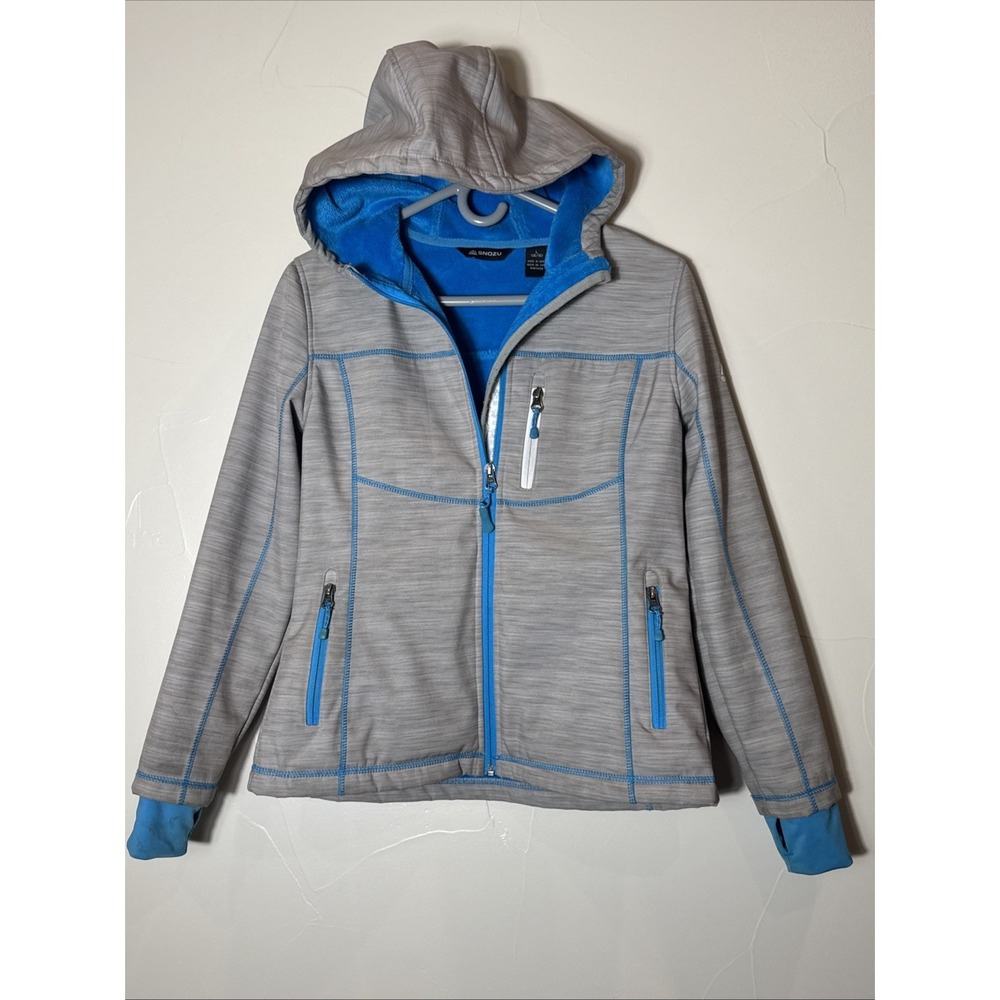 Snozu Coat Jacket Kid's Boy's Sz L 14/16 Blue Fleece Lining Front‎ Zip Gray